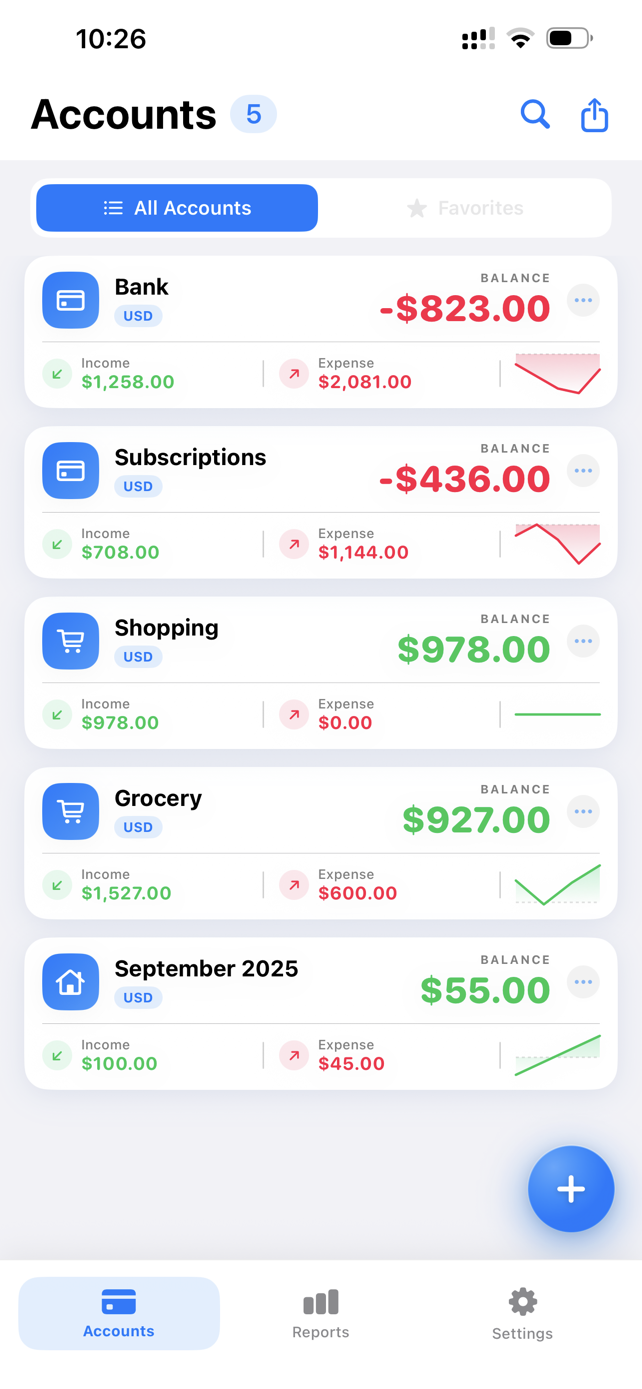 Expense Manager & Money Pro app home screen